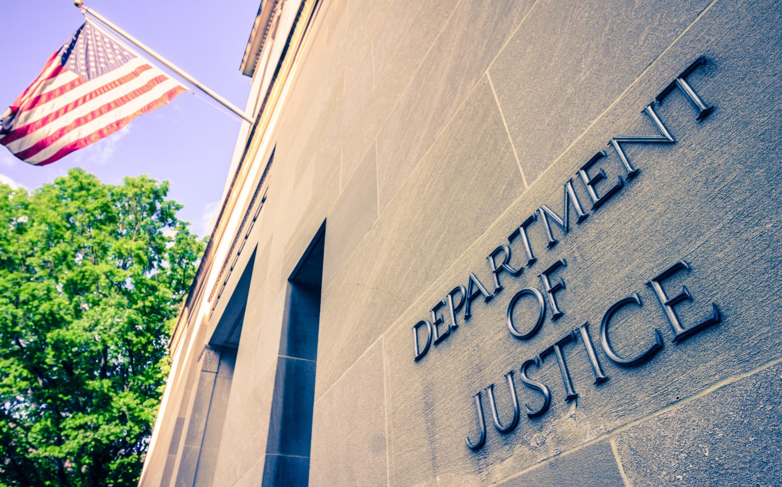 The northern facade of the Department of Justice building. Jails and Justice Support Center