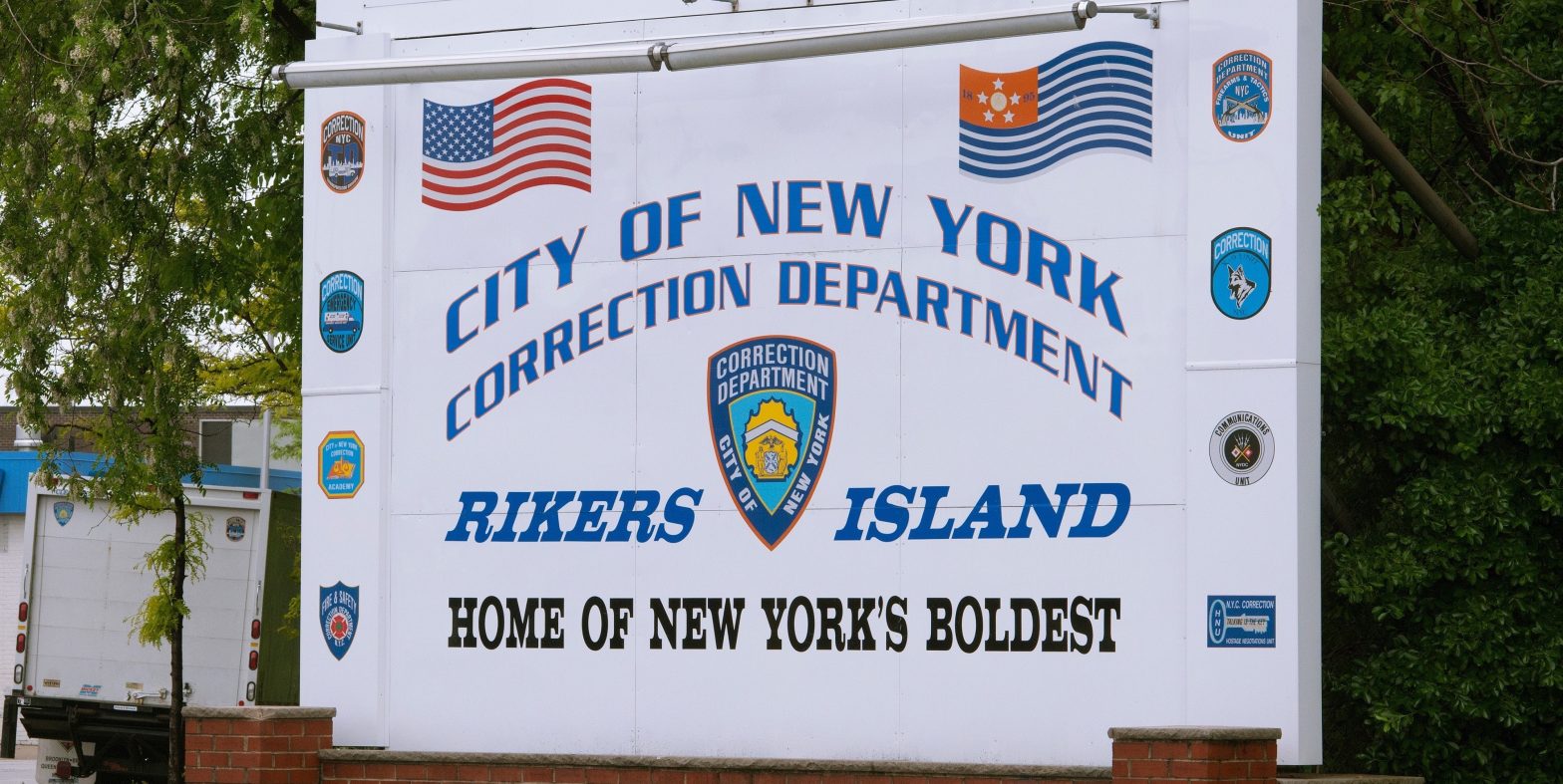 The Rikers Island Correctional Facility signage. News - Lynelle Maginley-Liddie Assumes Role of Commissioner for NYC Jails