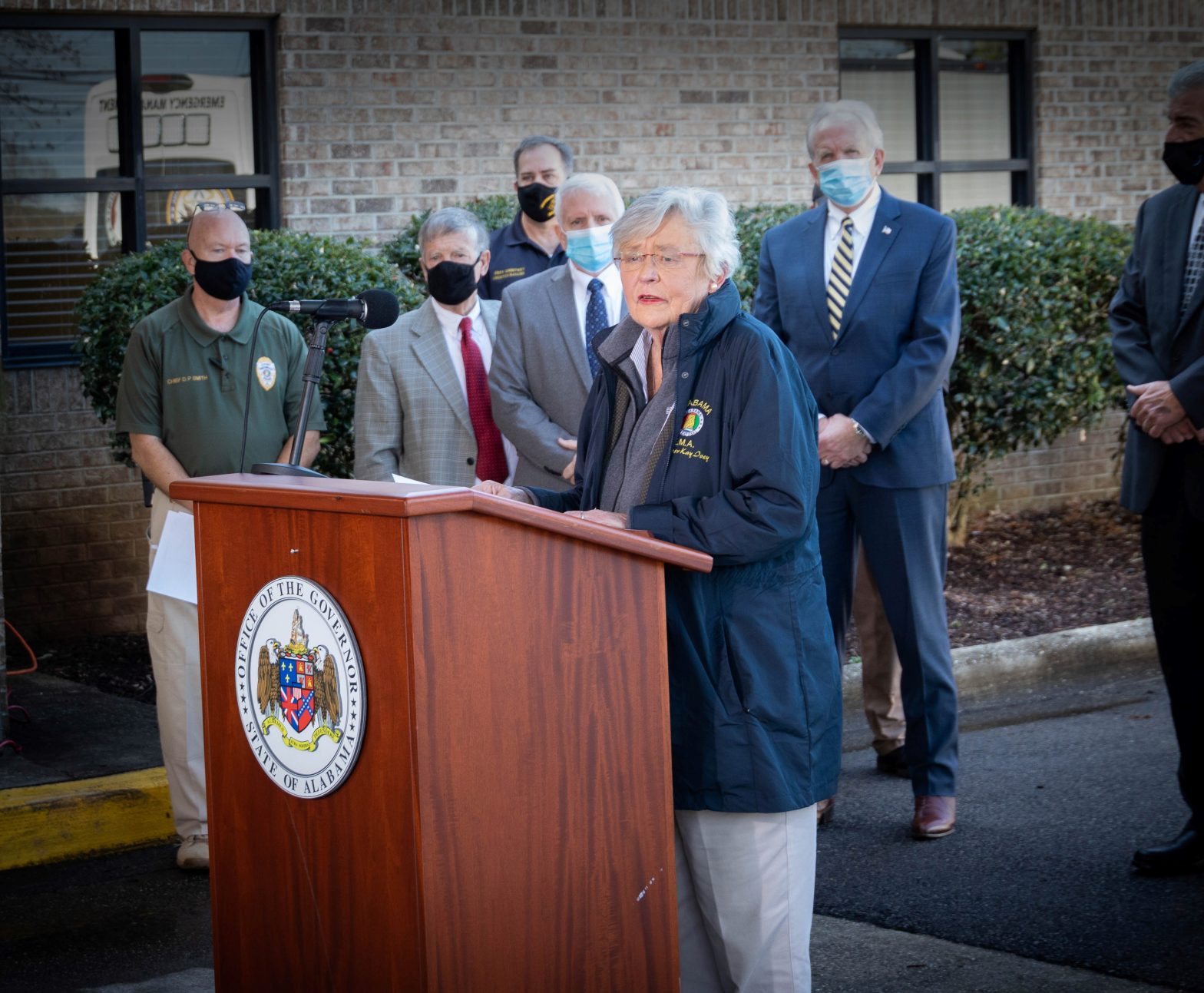 Governor of Alabama, Kay Ivey, giving a speech. News - Gov. Kay Ivey Allocates $5,000 Grant for Prison Body Armor Upgrades